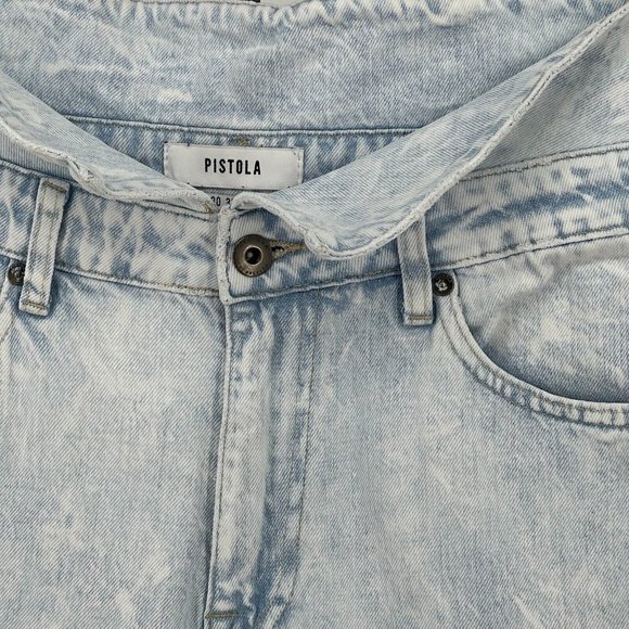 Pistola Fold-over High Rise Jeans Womens sz 30 Relaxed Straight-leg Crush Wash - Picture 6 of 9